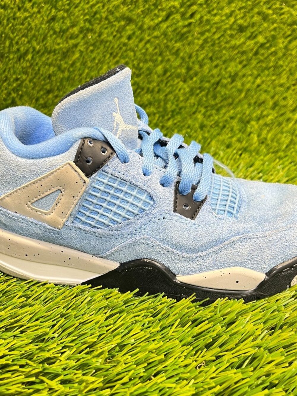 Nike Air Jordan 4 Retro Boys Size 13C‎ Blue White Athletic Suede Shoes Sneakers